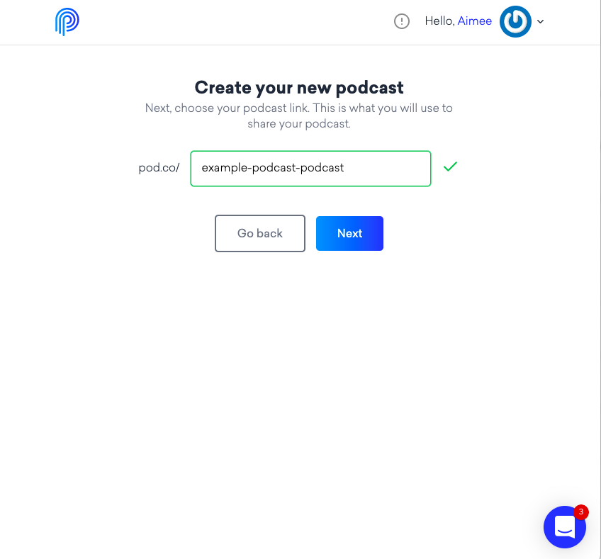 Choosing a podcast link on Podcast.co