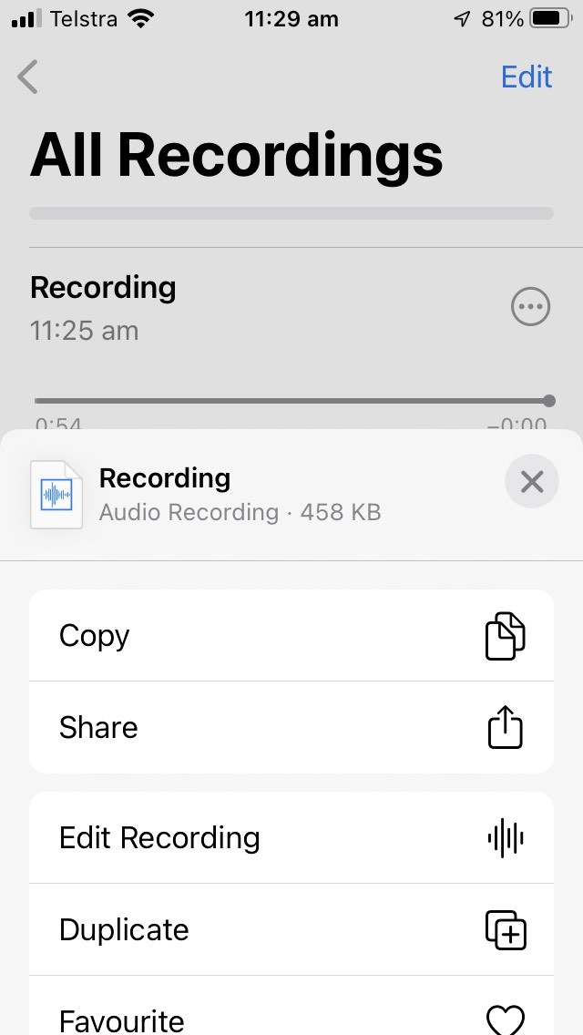 Options to edit audio recording on iPhone