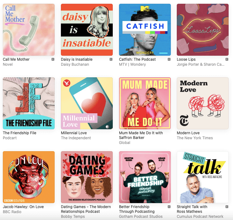 Relationship category on Apple Podcasts