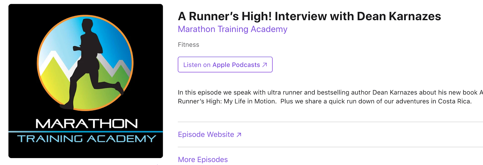 Podcast promotion for Marathon Training Academy