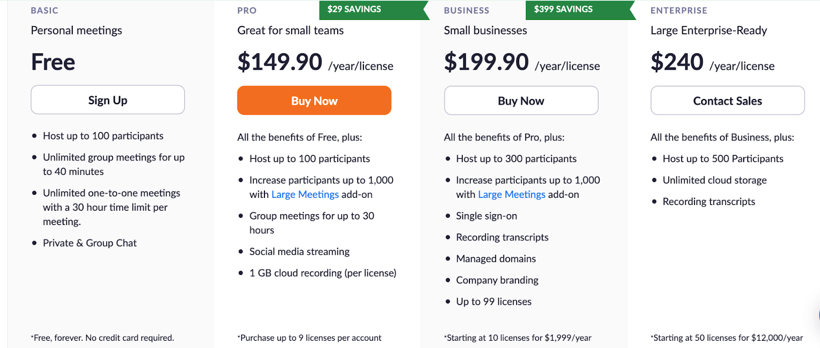 Zoom Pricing for individuals and companies.