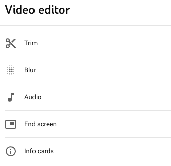 YouTube Video Editor audio button for adding music to a video.