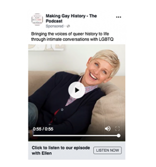 The Making Gay History Podcast Advert with an audiogram.