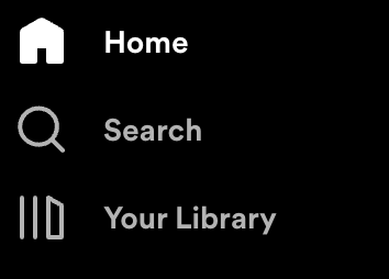 The Search button to find podcasts to listen to on Spotify from a desktop.