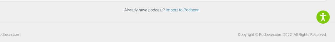 Button for importing a podcast to Podbean.