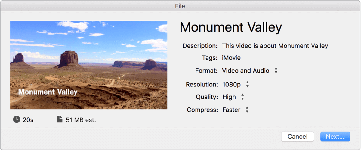 Compressing a video on iMovie