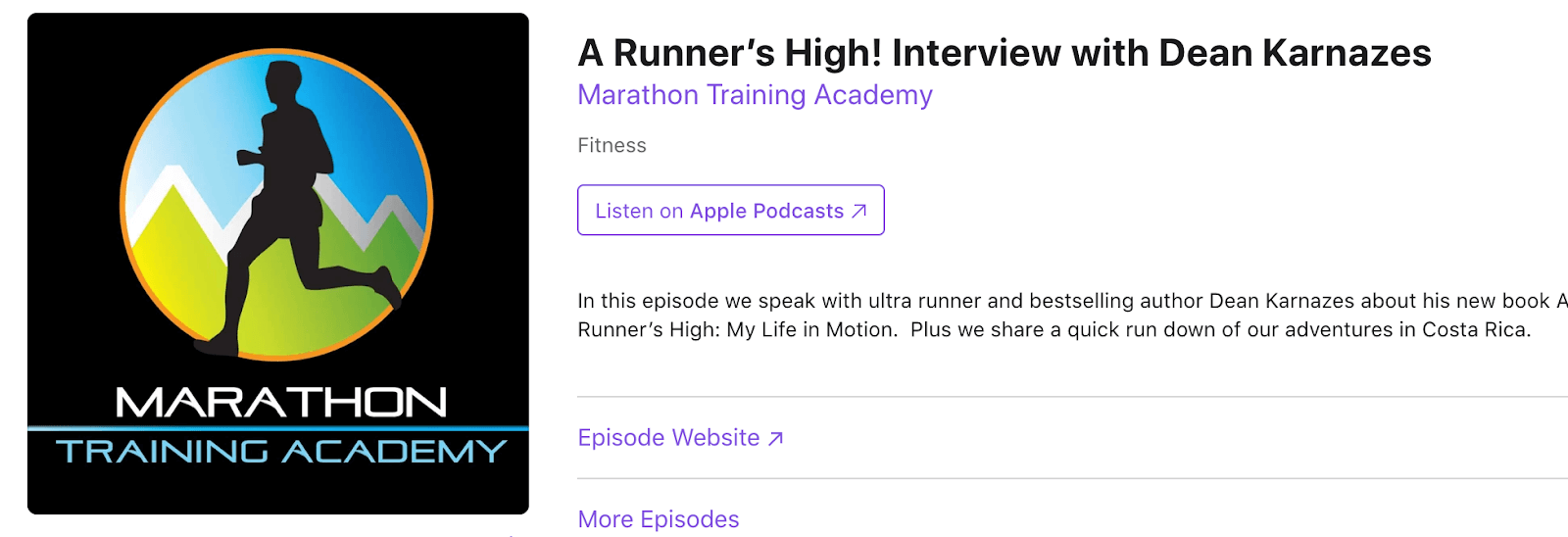 Marathon Training Academy inviting high profile guests as a podcast marketing strategy