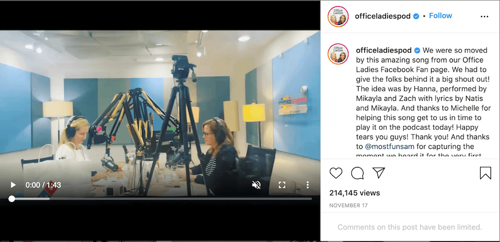 Office ladies instagram post for podcast marketing and promotion