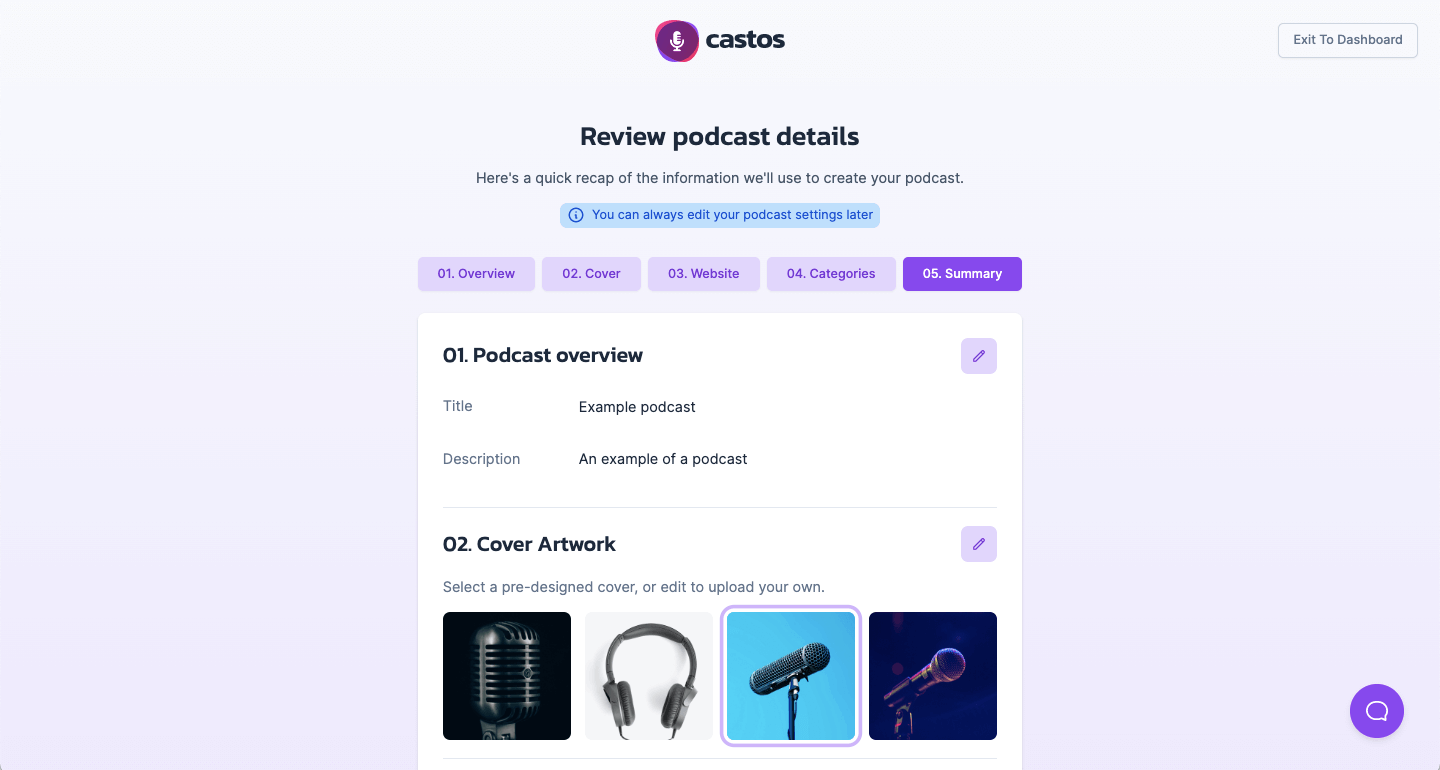 Overviewing your podcast before publishing on Castos