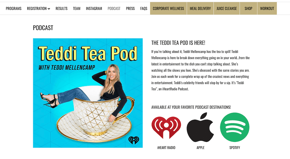 Teddi Tea Pod podcast website