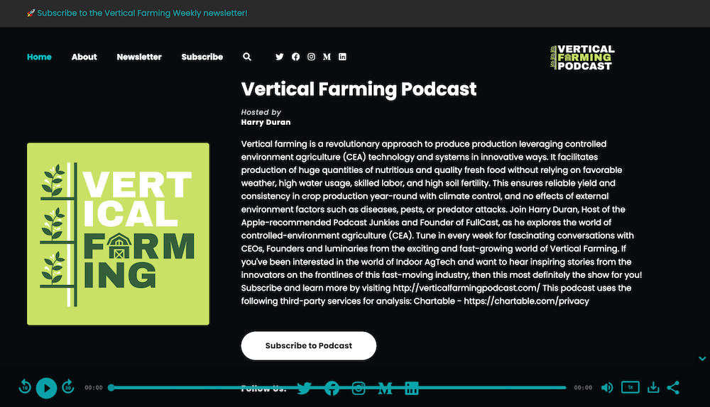 Vertical Farming podcast website