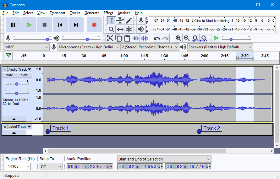 Audacity free audio editing app