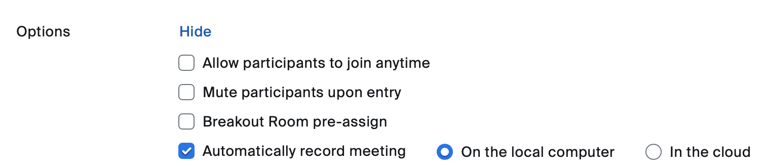 Automatically recording a Zoom meeting