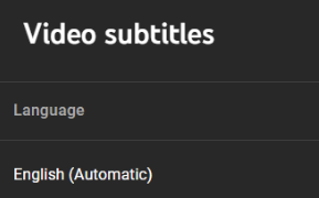 YouTube subtitle languages