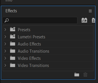 Selecting an effect for a video from Premiere Pro