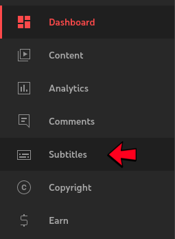 Youtube subtitles option in YouTube studio menu